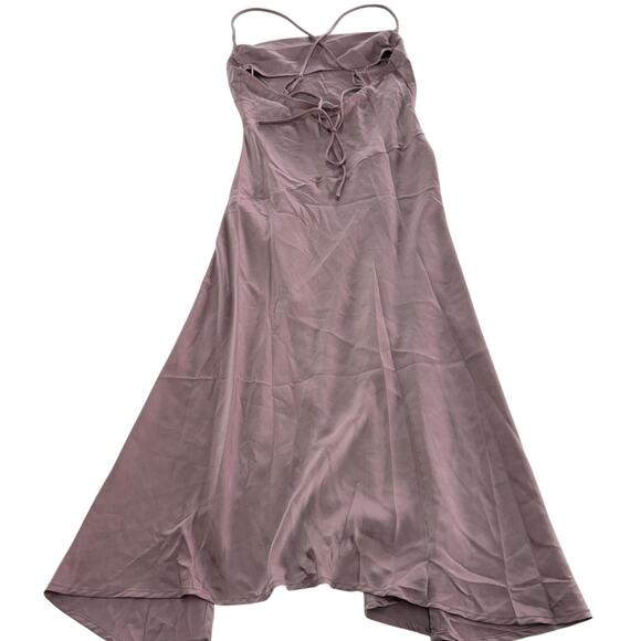 ASTR The Label Dress Womens Small Mauve Pink Gaia Satin Slip Slit Midi Formal - Picture 5 of 10